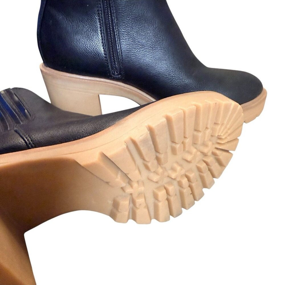 Dolce Vita Jade platform Black Leather Lug Sole Boots Size 10 - Picture 6 of 8